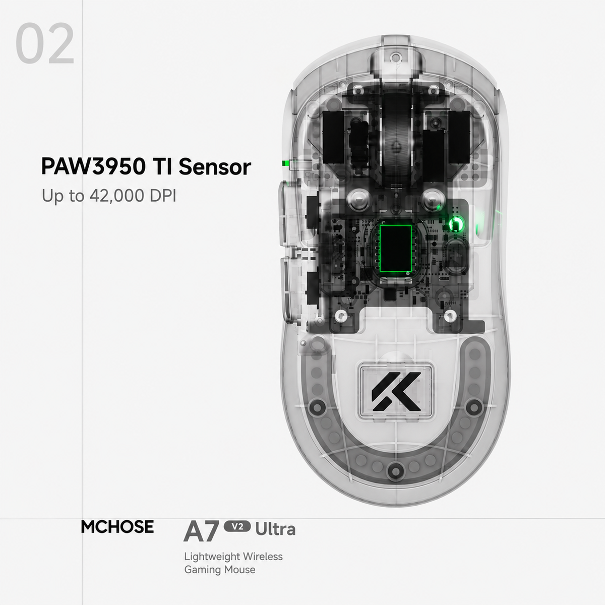 MCHOSE A7 V2 Ultra Lightweight All-round Wireless Gaming Mouse